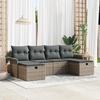 vidaXL 6-piece Garden Sofa Set with Grey Cushions In Poly Rattan 3360250