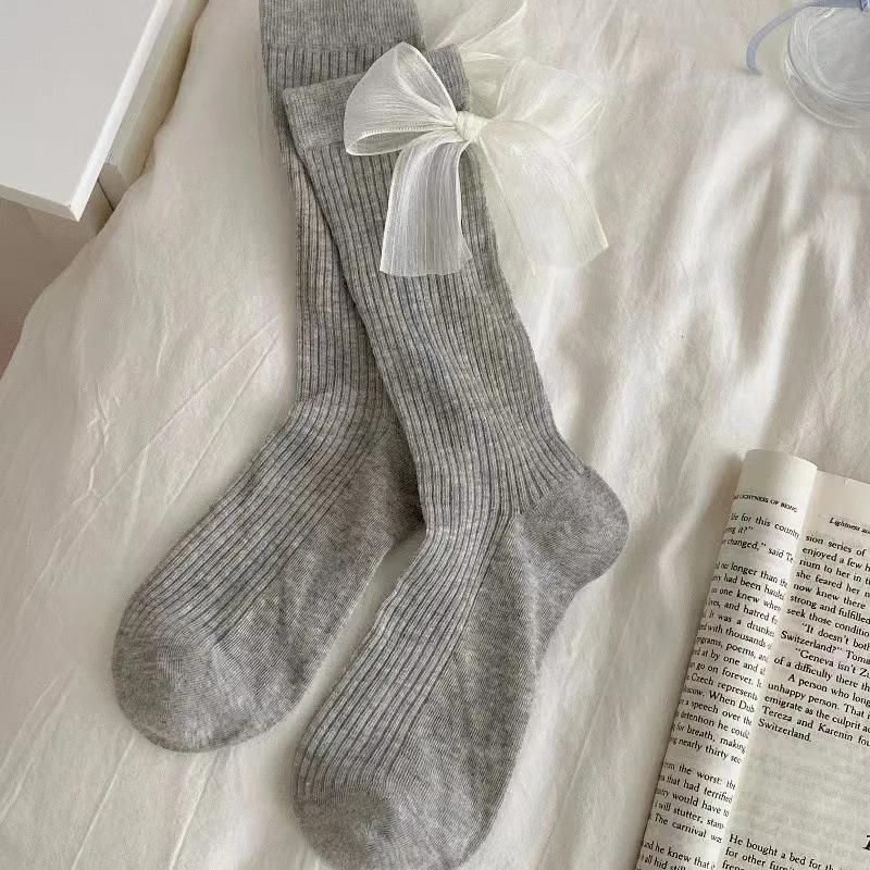 Dámské ponožky Krajka Mašlička Roztomilé Kawaii Sladké Jednoduché Módní Univerzální Středně vysoké ponožky Baletní styl JK Lolita Punčochy Dívka