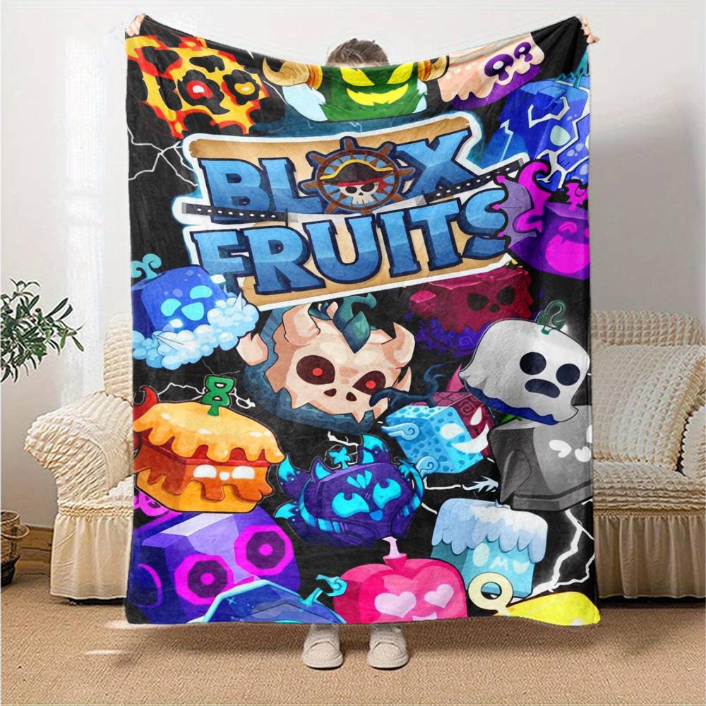Coperta Stampata Tema Blox Fruits - Perfetta per Divano, Letto, Viaggio e Uso Esterno | Lavabile in Lavatrice, Accogliente e Durevole.