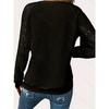 Women Solid Color Lace Long Sleeve Hollow Out Crew Neck Casual T-shirt Blouse Tops