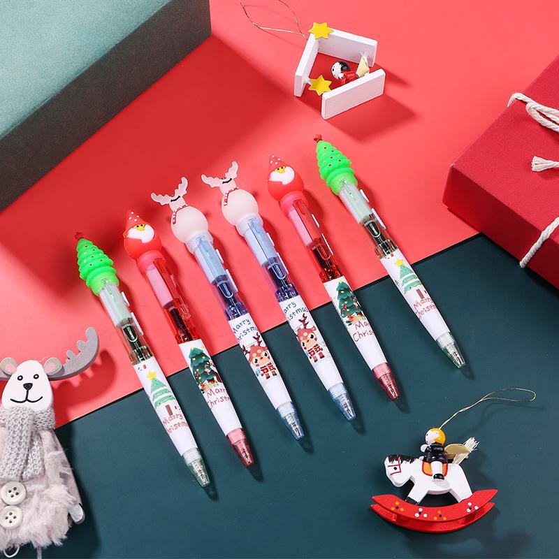 Cartoon Christmas Tree Ballpoint Pen - Cute Santa & Snowman Design, Perfect Gift for Elementary Students