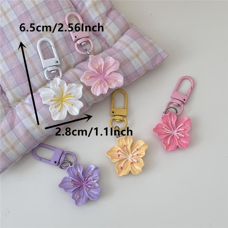Romantic Cherry Blossom Keychains Sweet Minimalist Floral Charms, Lobster Clasp Gift for Couples and Friends, Decorative Bag Accessories