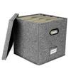12 Inch Large Vinyl Record Storage Box Foldable Cotton Linen Clothes Box Multi-functional Home Clothing Underwear Toy Organizer