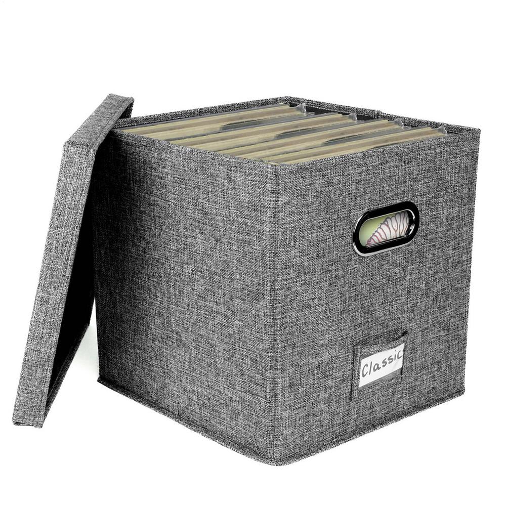 12 Inch Large Vinyl Record Storage Box Foldable Cotton Linen Clothes Box Multi-functional Home Clothing Underwear Toy Organizer