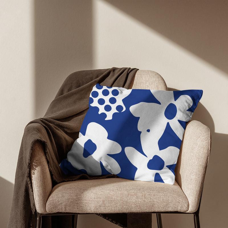 New Ins Nordic-style Pillowcase Geometric Abstract Art Figure Blue Pillow Cushion Cover