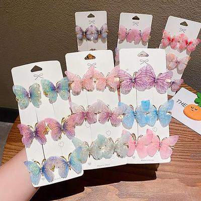 Random Colorful Butterfly Hairpins Girl Hair Clips Barrettes Women Sweet Hair Ornament Rainbow Headwear Hair Accessories