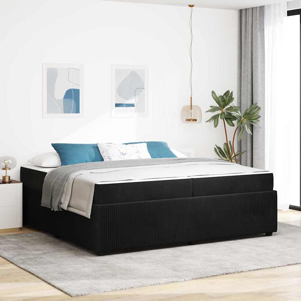 Bed Frame with Mattress Black 200 X 200 Cm Fabric