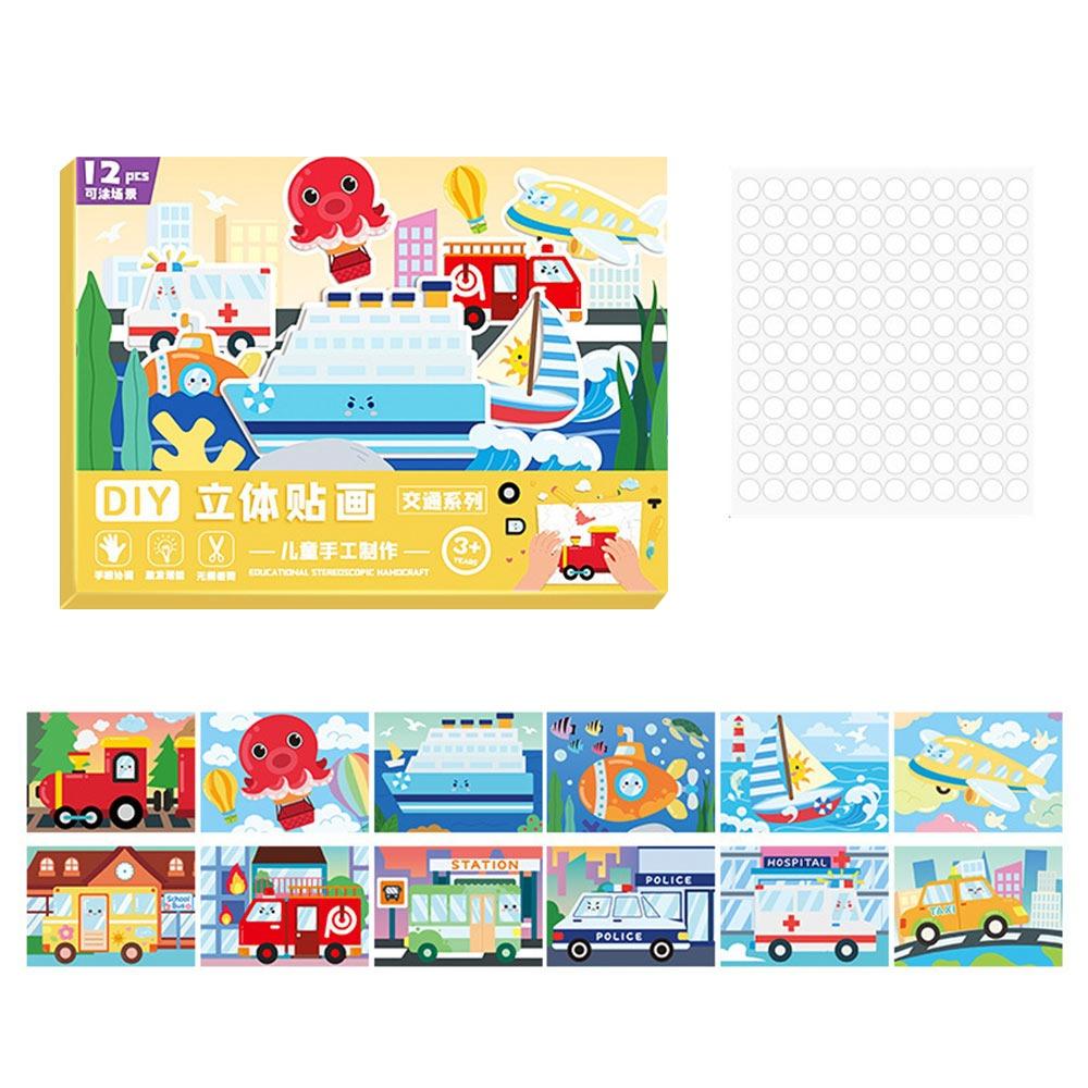 Multicolor DIY 3D Paper Sticker Enlightenment Craft Sticker Decals  For Kids