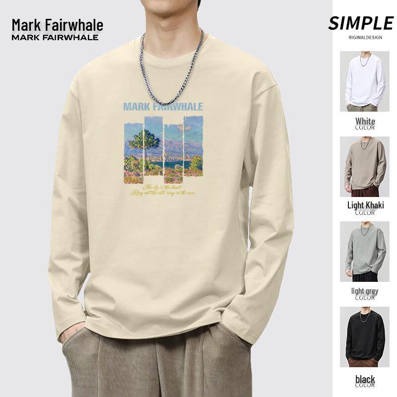 Mark Fairwhale Men s Pure Cotton Long-Sleeve Round Neck T-Shirt 5XL