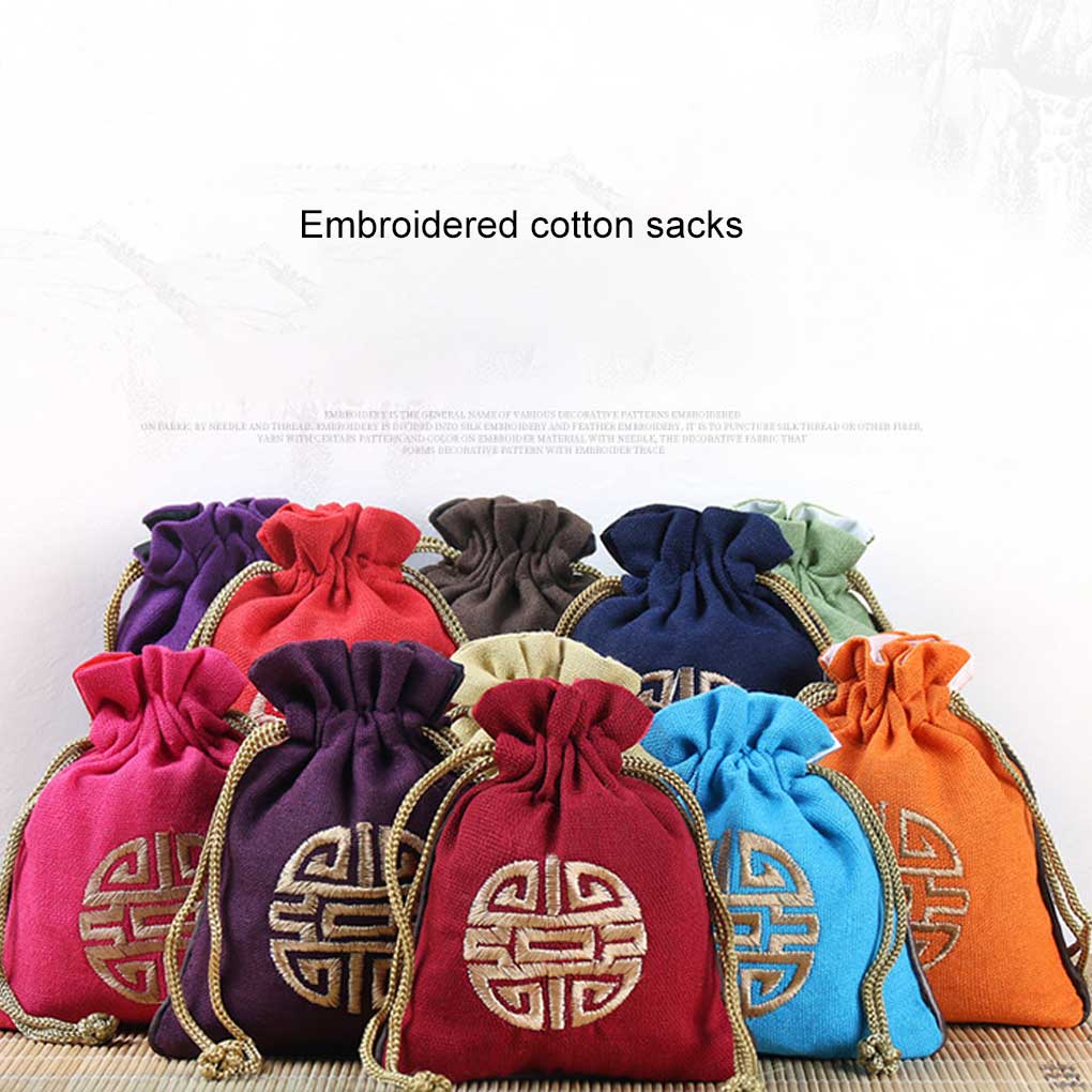 Jewelry Pouch Small Smooth Exquisite Satin Embroidered Sealing Pouches Portable Gift Bag for Ring Chains Pendant