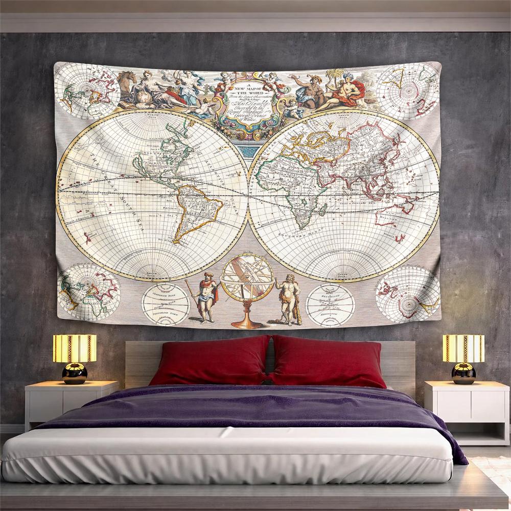 Vintage World Map Tapestry Globe Design Decoratives Patterned tapestry for bedroom and living room home decor sofas