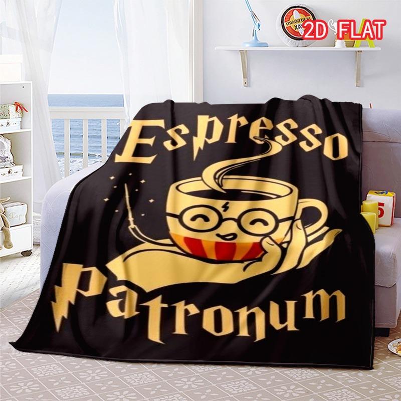 Espresso Patronum Print Flannel Blanket, Soft Cozy Throw for Harry Potter & Coffee Lovers 2. 80cm x 120cm