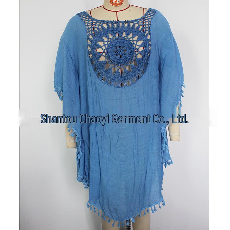 Hand-Crocheted European & American Beach Tassel Cover-Up Dress