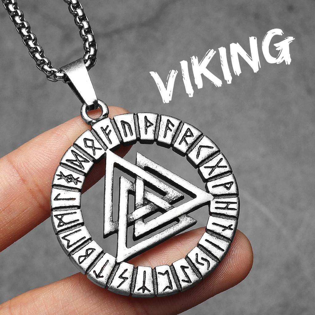 Retro Viking Runes Odin Men Necklaces Stainless Steel Pendant Chain Women Punk Fashion Jewelry New In Accessories Gift