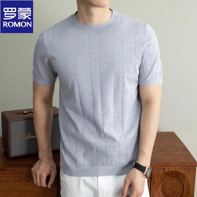 ROMON Men s Linen Blend Striped Knit T-Shirt M