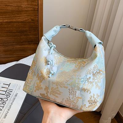 Silk Jacquard New Chinese Style Retro 2025 New Silk Jacquard Fashion Simple Shoulder Messenger Handbag