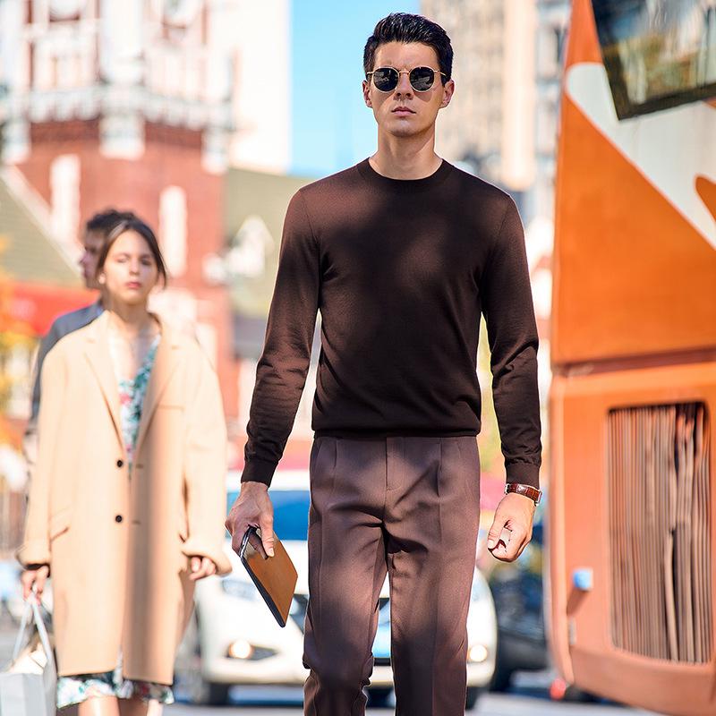 Men's Thickened Wool Sweater, Machine Washable, Solid Color - W9310 (Autumn/Winter)