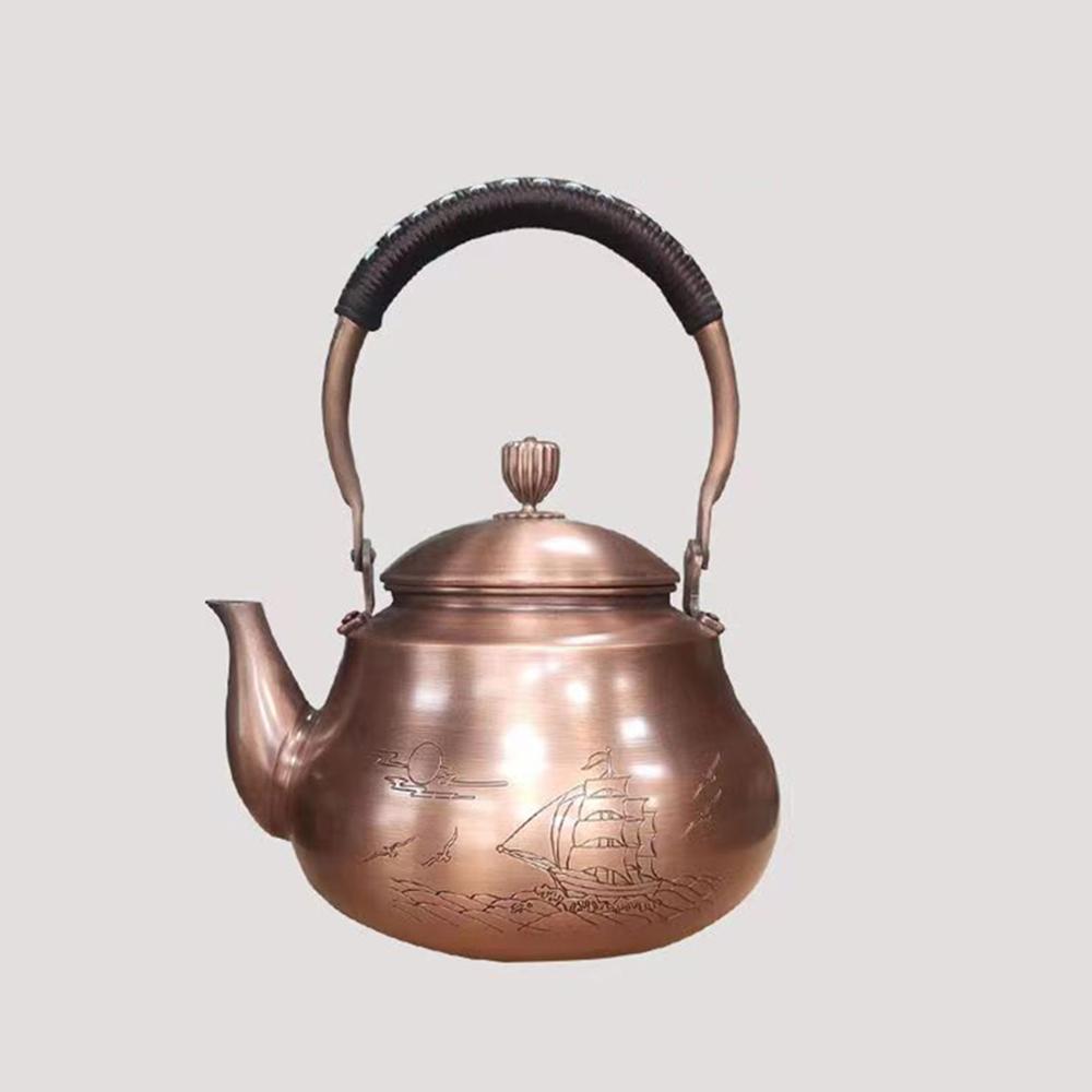 

Chinese handmade red copper kettle, Large capacity boiling water pot, Pure copper teapot for home, Classic health tea set, 1.6L 1.6L