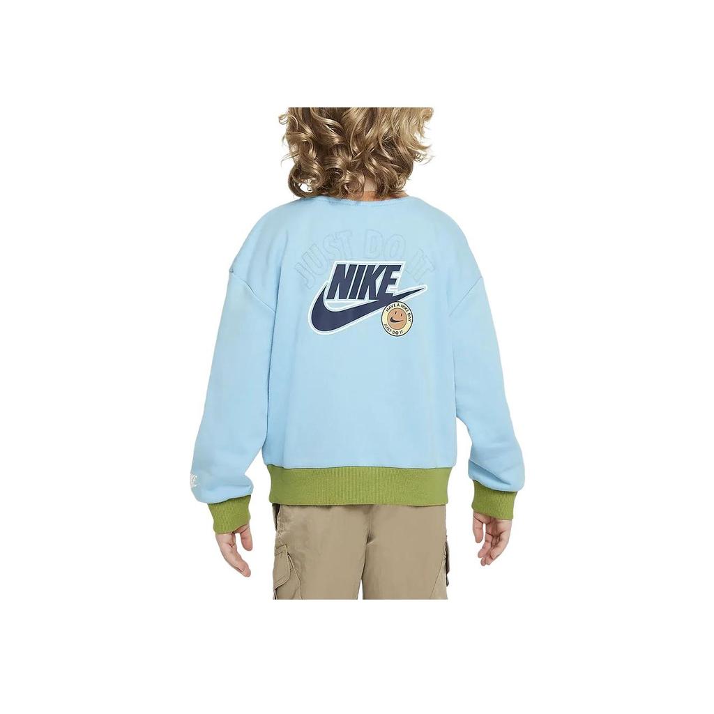 Nike Sportswear Color Block Logo Crewneck Kids tops Sky-Blue HF8120-400