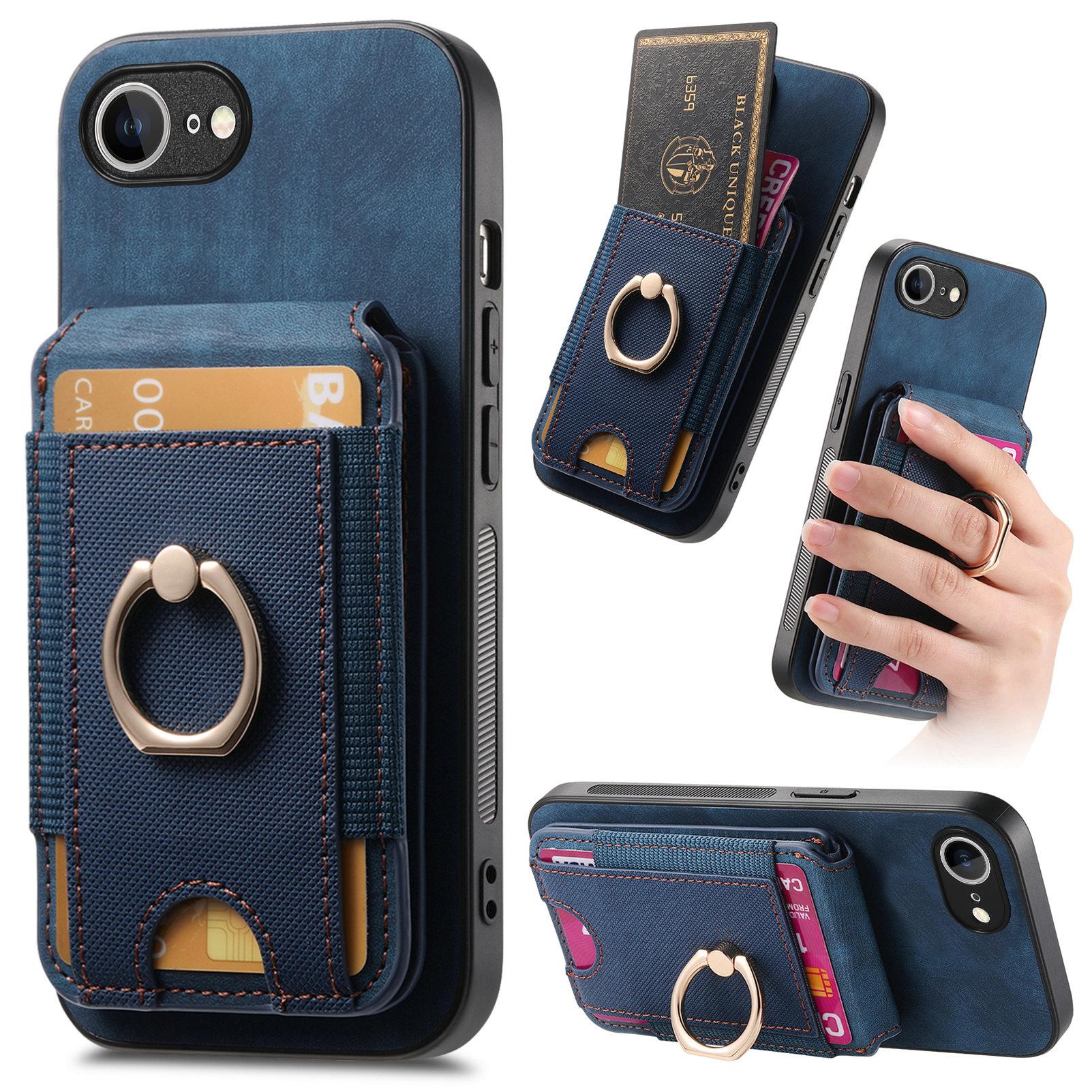 

For iPhone 16e Case Compatible with MagSafe Leather Back Cover with Detachable Card Holder Kickstand Brown
