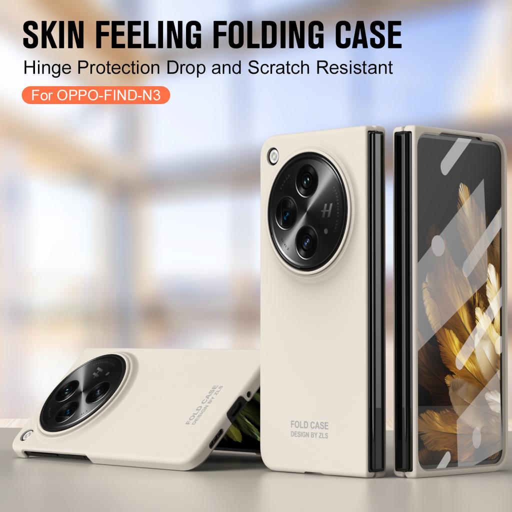 For Oppo Find N3 5G Case Shockproof Hard PC Phone Cover with Tempered Glass Film