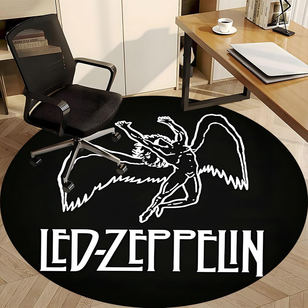 1pc Led Zeppelin Logo Chair Carpet for Office Non Slip, Machine Washable Rug for Office, Room Holiday Decor for Christmas, Birthday Polyester