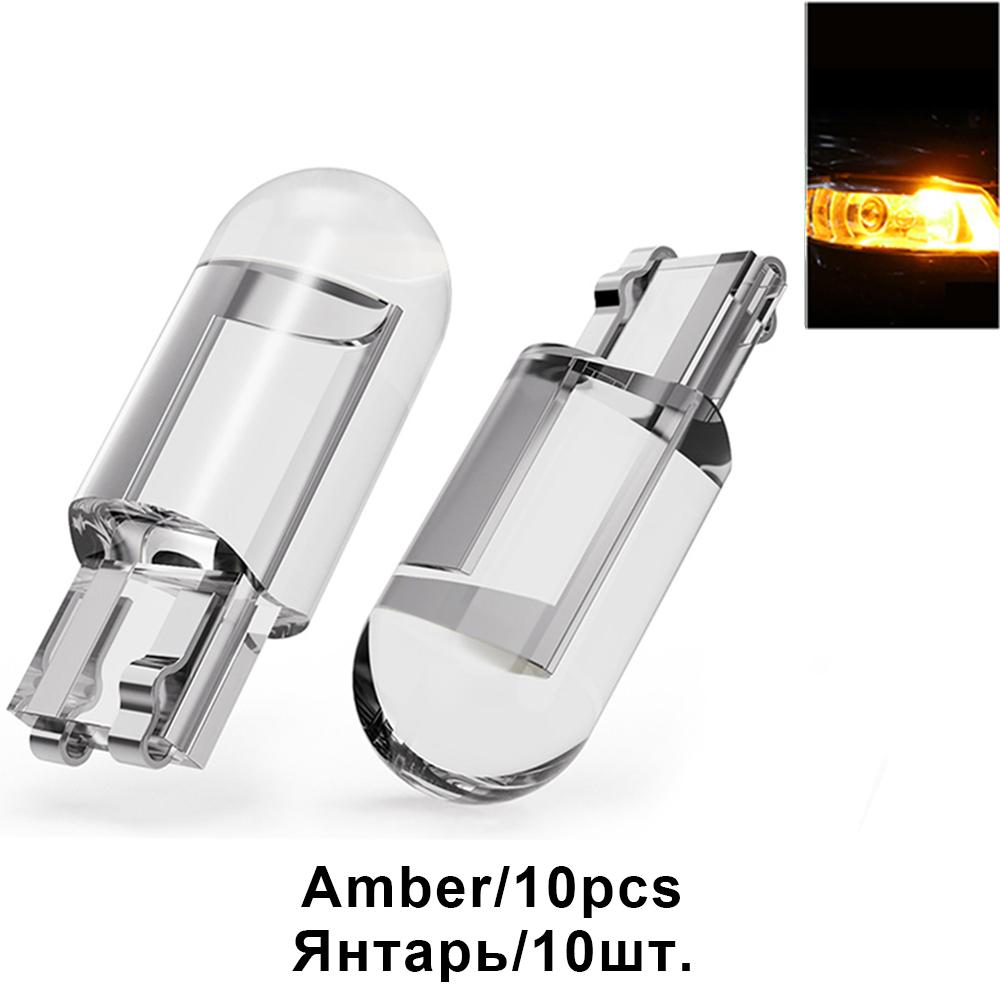 10pcs T10 W5W 194 168 LED Bulbs Reading Light COB Led Auto Dome Lights License Plate Lamp 3000K Ice Blue Amber White for 12V 24V