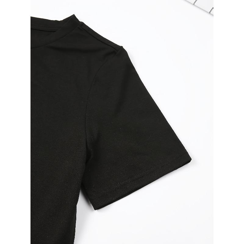 European Size Fashion Bow Print Women's Round Neck T-shirt, Simple Design, Comfortable And Fashionable, Versatile Must-have, Suitable for Daily Leisur