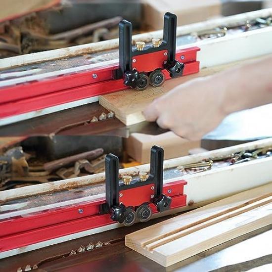 Table Saw Roller Double Wheel Sliding Roller with Shock Absorption, Adjustable Height for Woodworking, includes Accessories