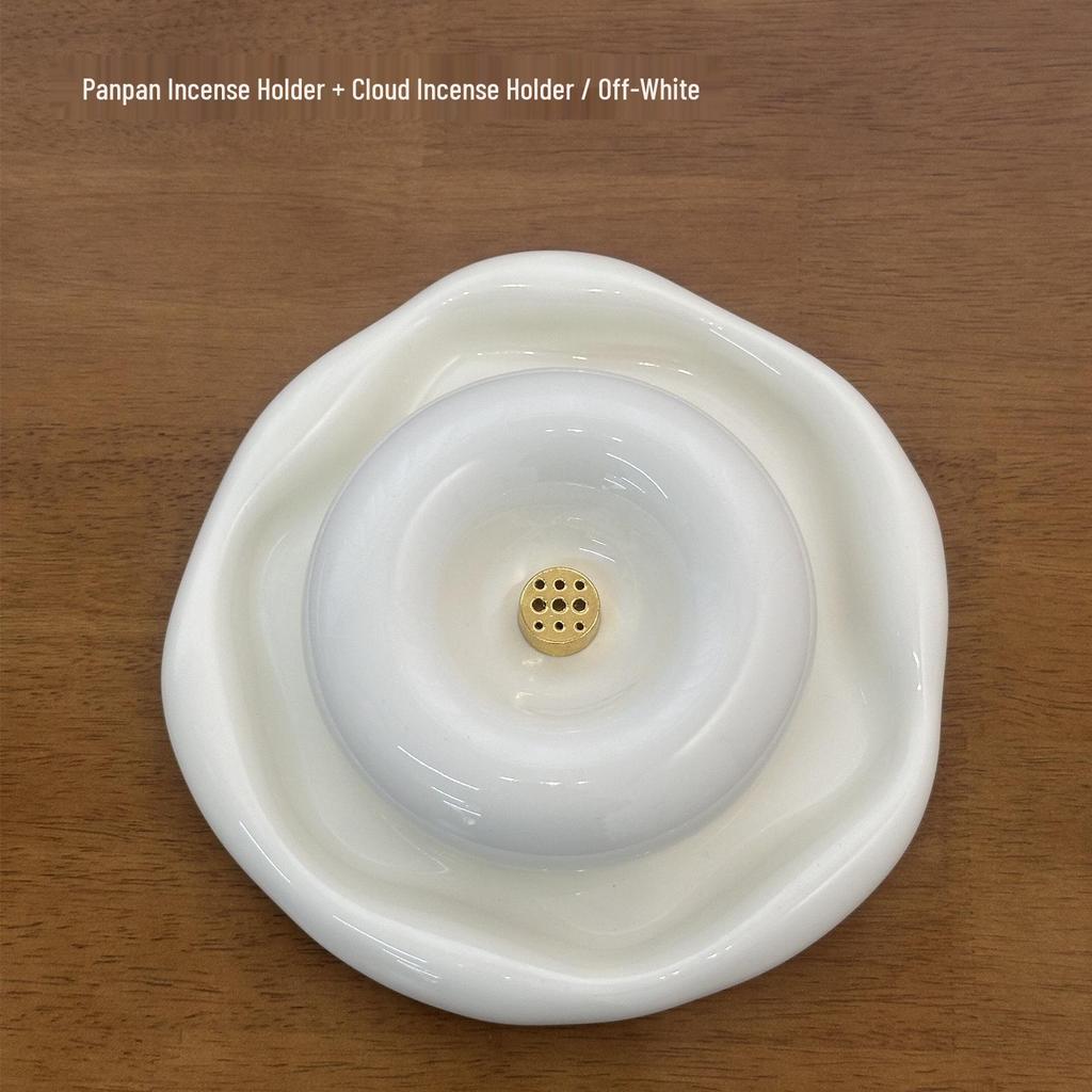 Cream Ceramic Incense Holder for Home, Tea Room, Agarwood, Sandalwood, High-End Design Incense Burner.