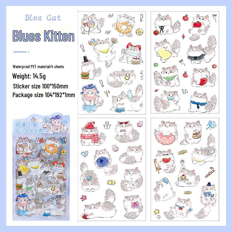 Yuezhen Cute Kitten Cartoon Die-Cut Journal Stickers for Children