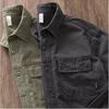 Trendy heavy-duty work shirt for men, thickened twill, loose fit, American retro style, spring and autumn, army green shirt jacket