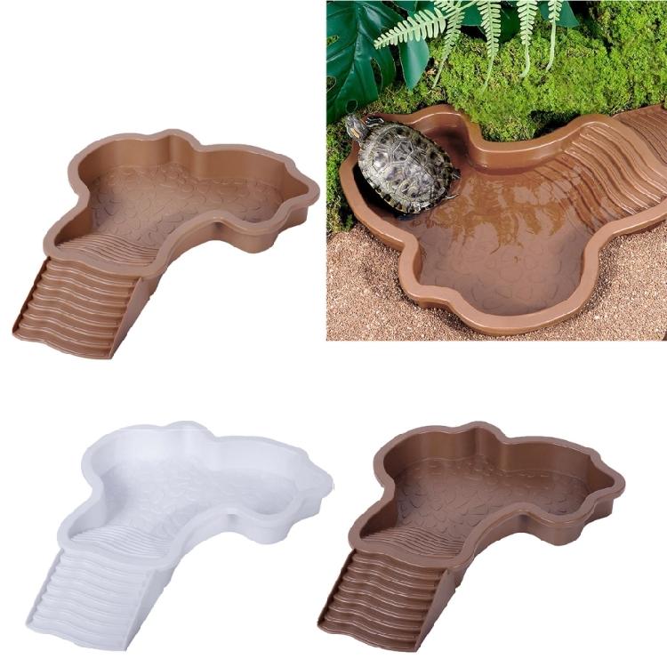 Turtles Habitat Bowl With Ergonomic Steps 4.3cm Depth Scratch Resistant For Indoor and Outdoor Use