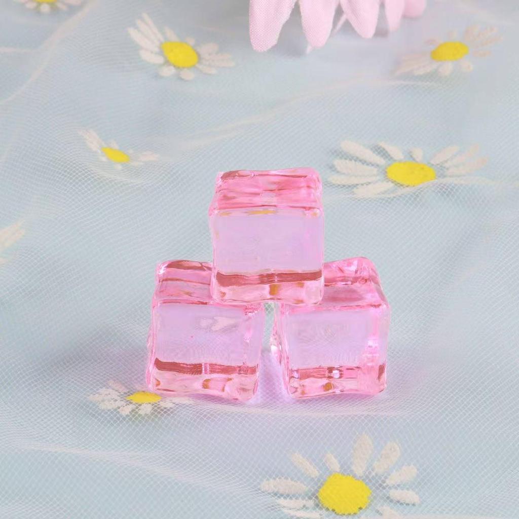 Trendy Simulation Transparent Colored Ice Cube Phone Case Keychain with Crushed Ice DIY Micro Landscape Decor