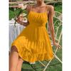 Women's Summer New Polka Dot Suspender Waist Dress Loose Simple Casual Solid Color Skirt