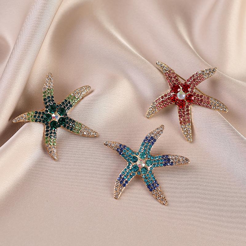 Starfish Brooch, High-end and Light Luxury Pin Badge, Five-pointed Star, Fashionable and Individual, Banquet Suit Accessory Brooch