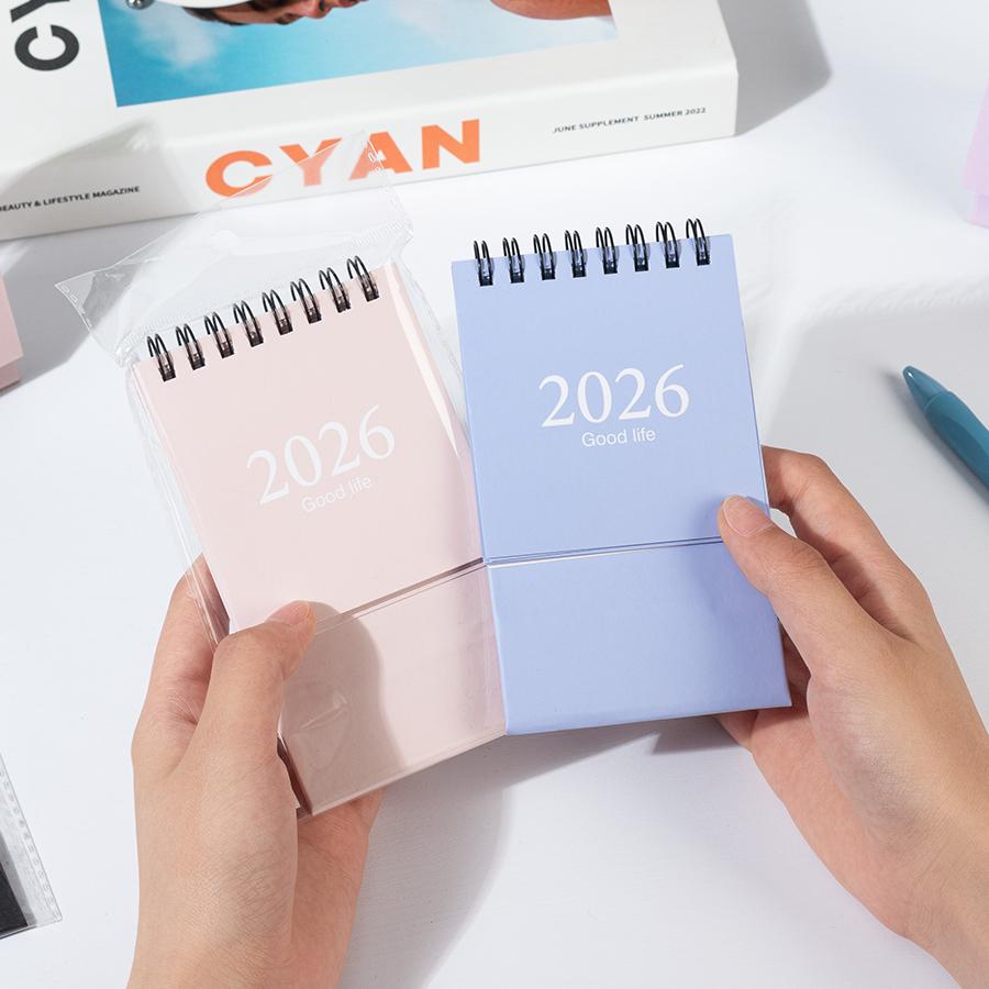 1pcs Mini Desk Calendars Pocket Calendar Standing Flip Steel Coil Yearly Daily Schedule Business Plan