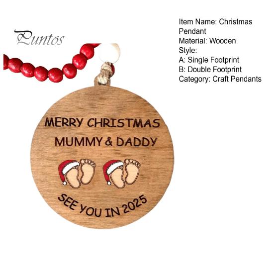 Weihnachtsschmuck „See You in 2025“ aus Holz, Baby-Fußabdruck-Dekoration, Weihnachtsbaum-Anhänger zum Aufhängen für neue Eltern