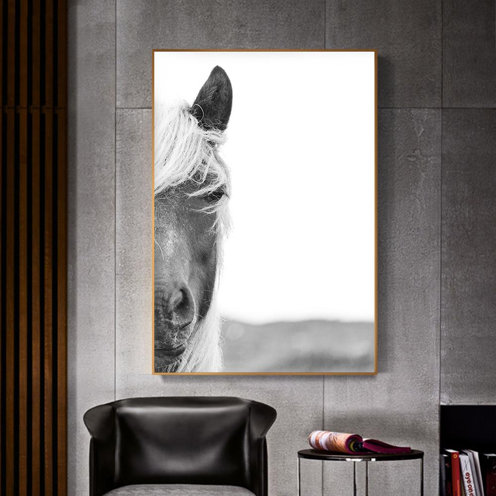 Animal Side Face Portrait Modern Wall Canvas Print Wild Life Art Poster Black and White Photo For Living Room Home Decor Cuadros