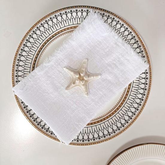Bohemian Napkin with Fringe Solid Color Dinner Napkin Machine Washable Rustic Napkin for Home Farmhouse Party Wedding Dining Table Decor