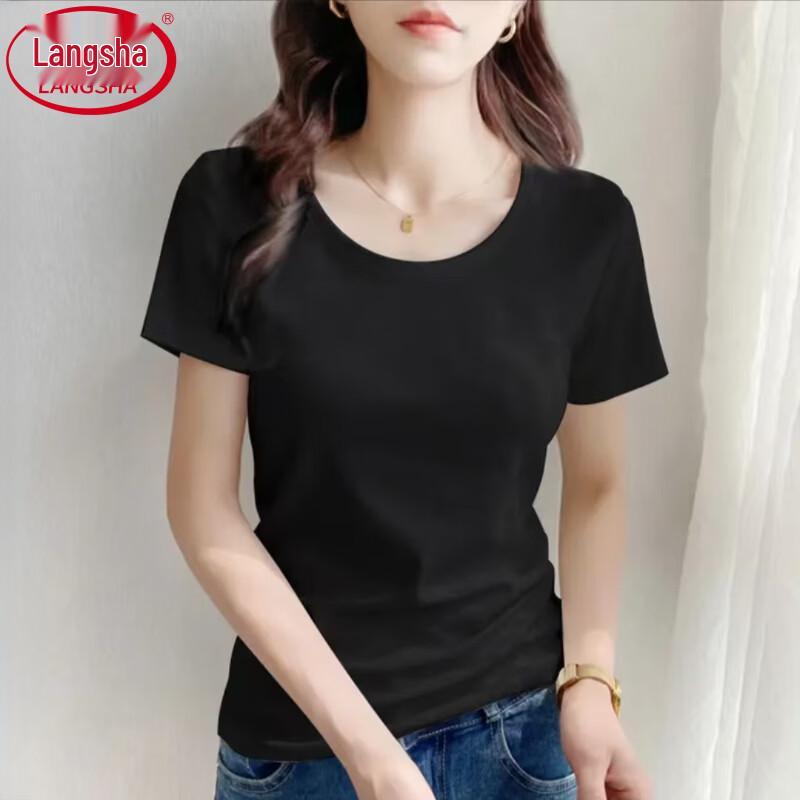 Langsha Women s Summer Slim Fit Cotton Short Sleeve T-Shirt M