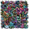 56Pcs Neon Unicorn Graffiti Stickers Cartoon Creative Rainbow Horse Cup Decoration Stationery Stickers