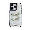 Solid Color Snakeskin Pattern Mobile Phone Case for IPhone17pro Three-dimensional Bow for Apple 16plus Simple and Light Luxury