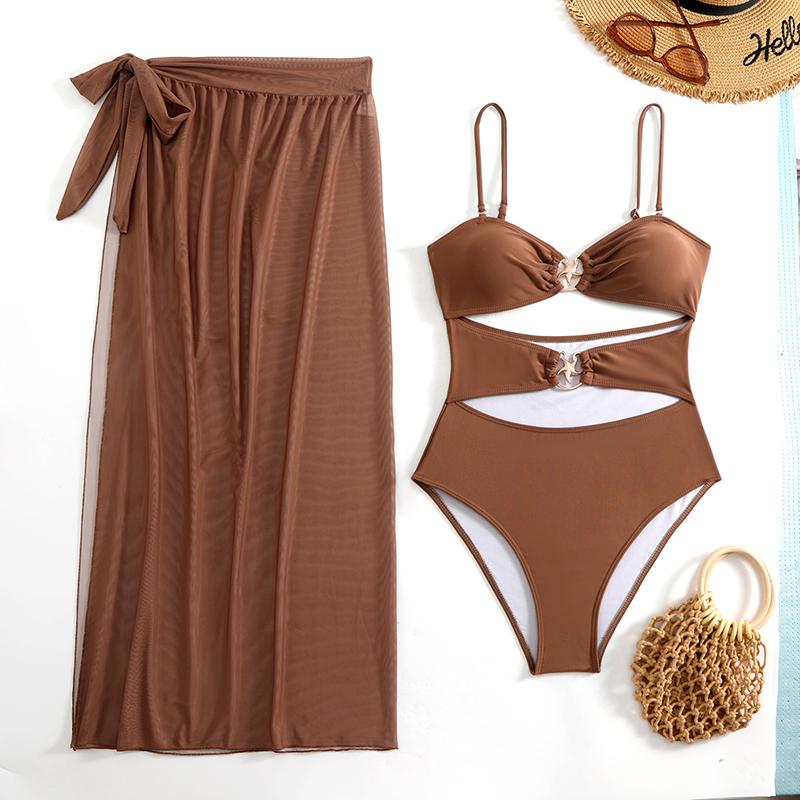 

Летние Сексуальные Купальники-Тройки Закрытые Женские Купальники Пуш-Ап Для Плавания Одежда Купальные Костюмы Пляжная Одежда Бассейн Купальщица L коричневый