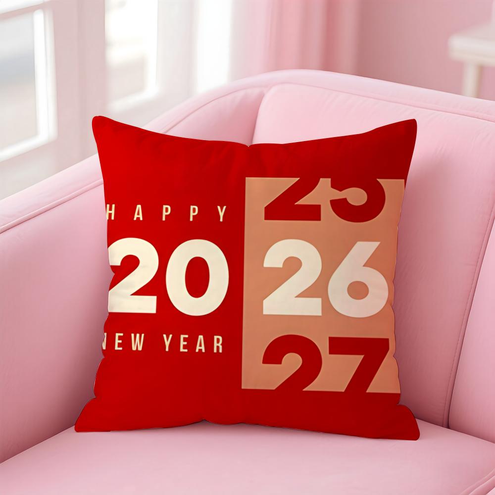 R-Red Tone New Year Edition Cushion Cover Pillow Case Soft Friendly Fabric & Concealed Zipper