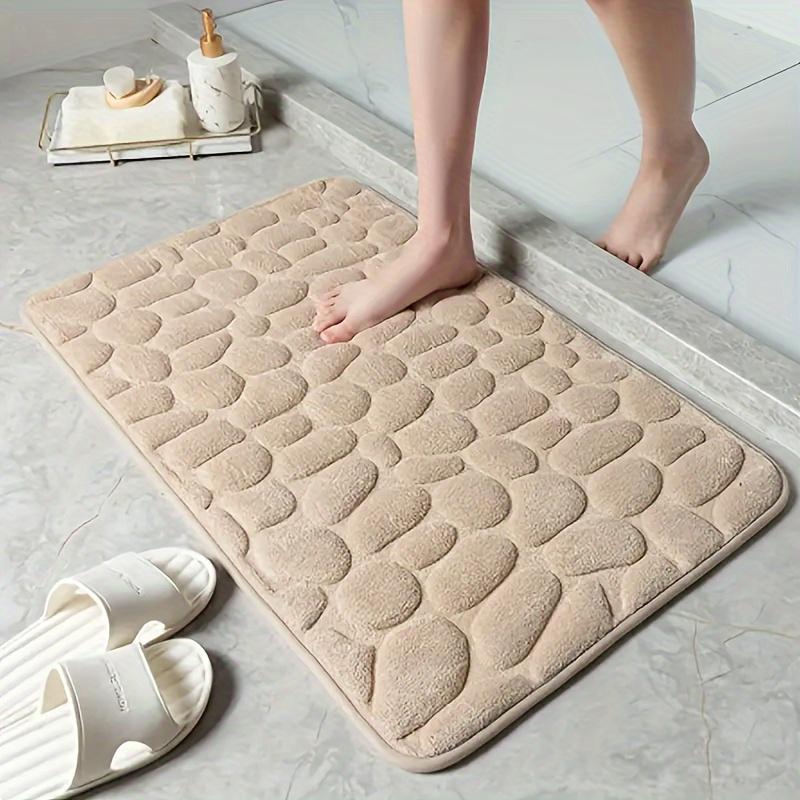 Cobblestone Embossed Memory Foam Bath Mat Non-Slip Absorbent Shower Rug for Bathroom Floor Tub Decor