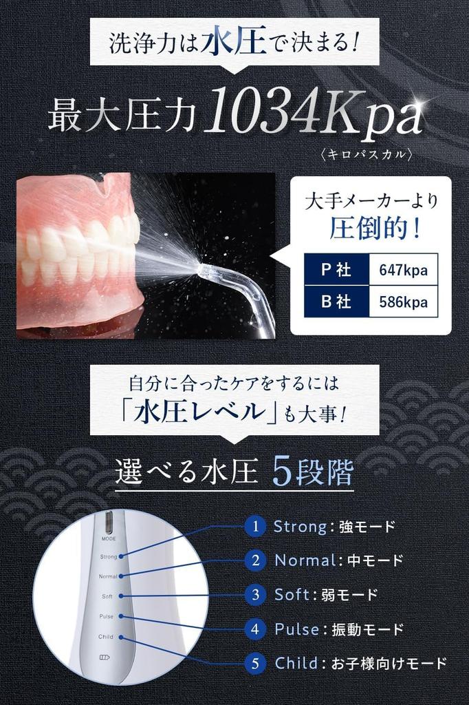 SHIROE Jet Oral Irrigator mit 5 Wasserdruck 350ml und 3 Ersatz-USB IPX7 Interdental- und Jet-Reinigungseinheit Düsen Grün Spülung, Stufen, Tank,