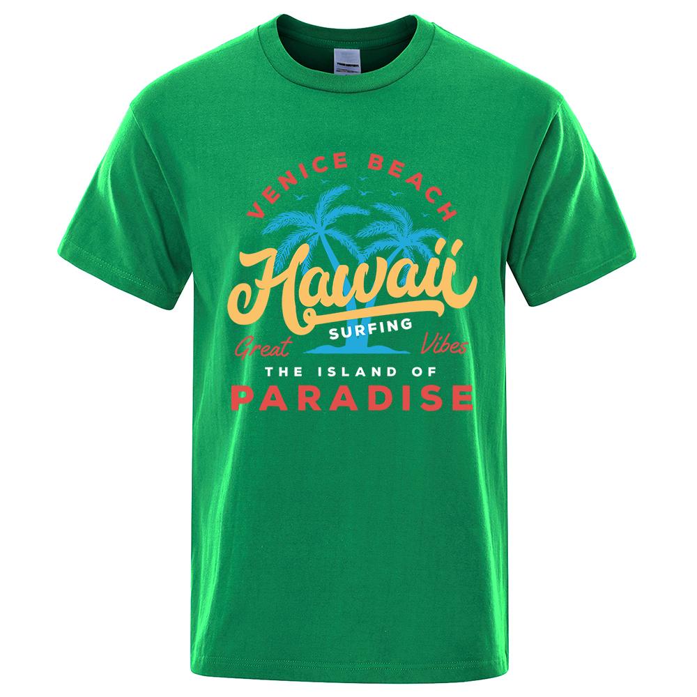 

Hawaii Surfing Venice Beach The Island Of Paradise Print Men T-Shirt Fashion Clothes Cotton Summer Tops Mens Oversize Tee Shirts 4XL