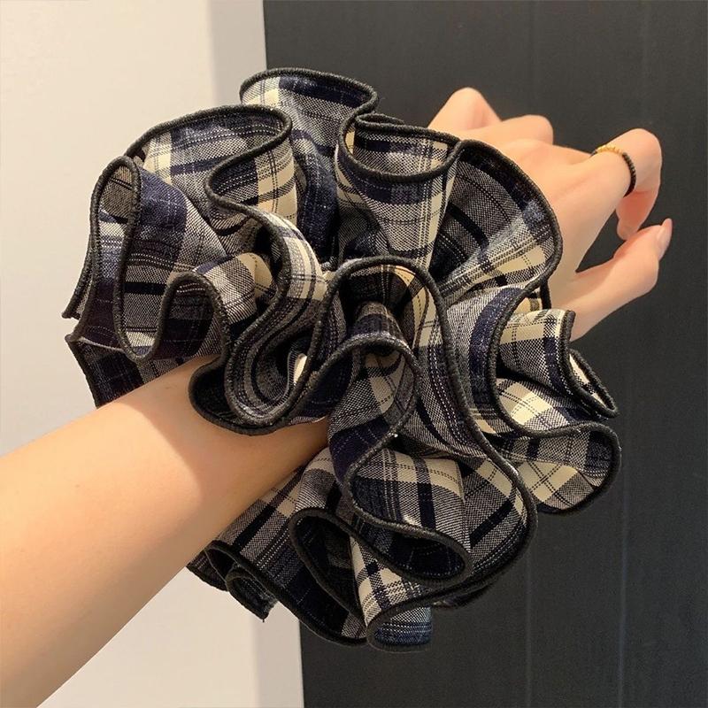 Retro Plaid Hairband French Temperament Elastic Hair Rope Hair Accessories
