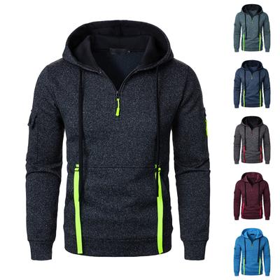 Men's Sweatshirt Hoodie Zipper Arm Pocket Cardigan Men's Sports Large Size Casual Hoodie